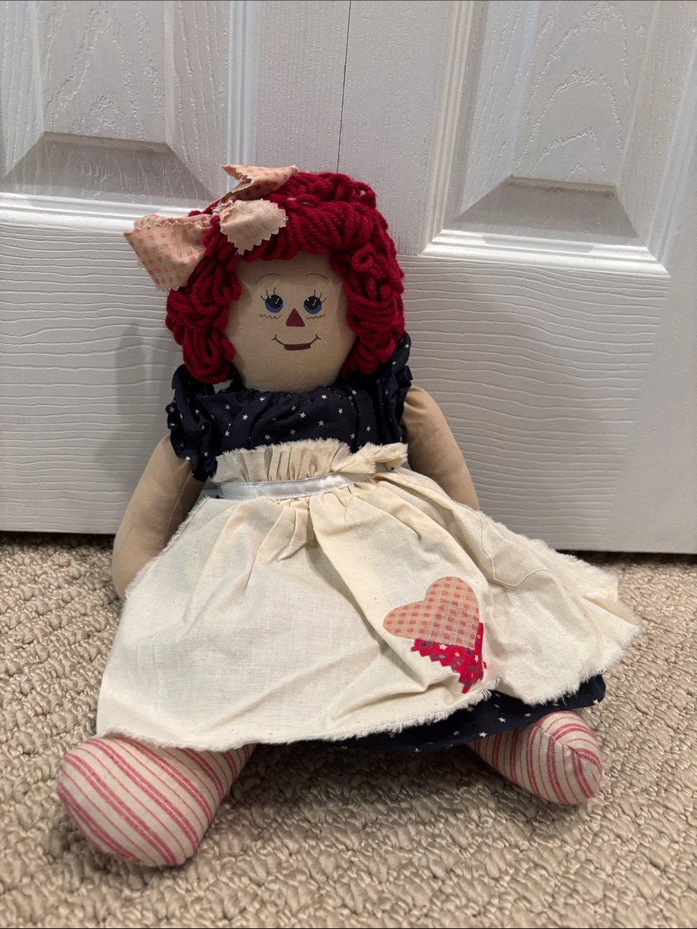 Classic Rag Doll Plush Toy in Red, Cream and Navy